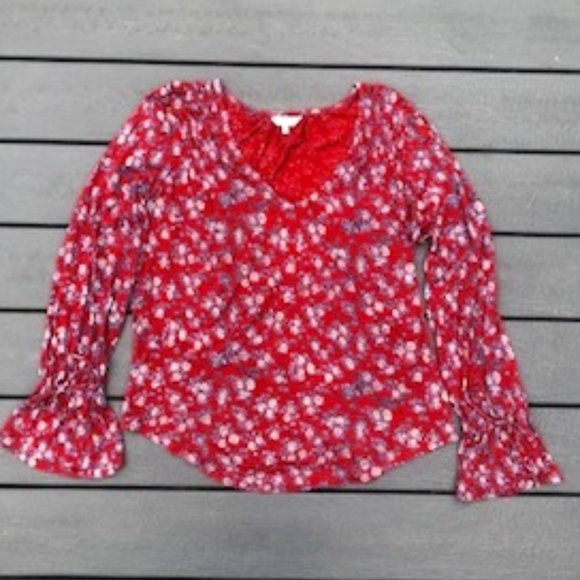 Lucky Brand Tops - Lucky Brand Women's M red flowered peasant top